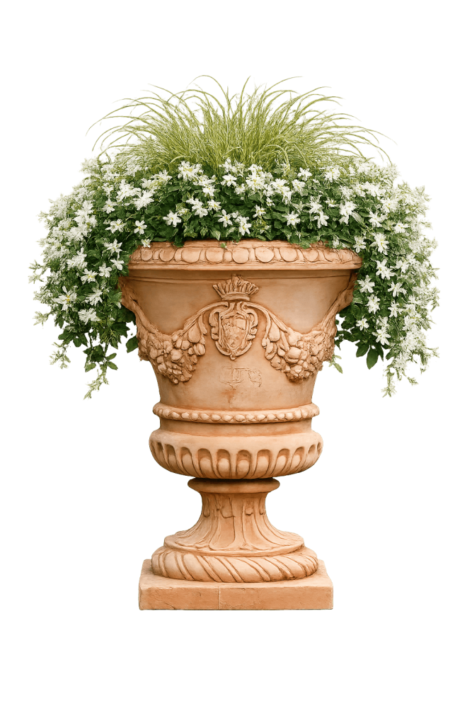 Alzata avec blason des Médicis – Grand vase Médicis classique pour jardin